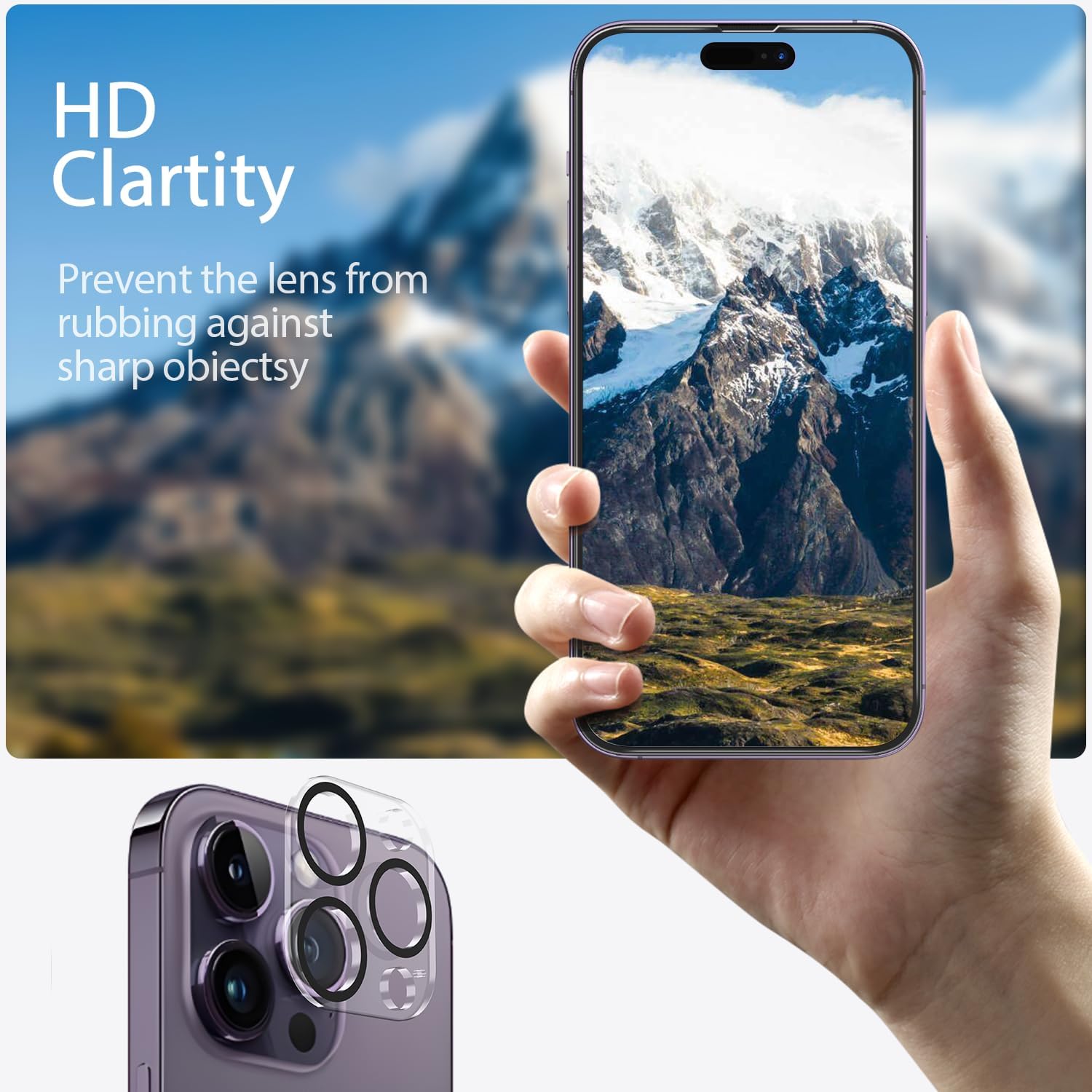 for iPhone14 Pro Max Privacy Screen Protector+Camera Lens Protector | 3 Pack Privacy Screen Protector +3 Pack Camera Lens Protector with Tempered Glass, HD,Touch Sensitive and Case Friendly - Image 8